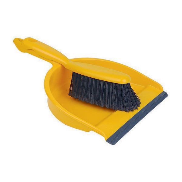 Plastic Dustpan & Brush Set Soft - Yellow